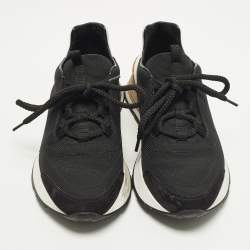 Pre Owned حذاء رياضي هيرميس ميلز قماش أسود وجلد سويدي منخفض المقاس 36.5