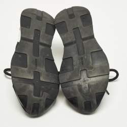 Pre Owned حذاء رياضي هيرميس ميلز قماش أسود وجلد سويدي منخفض المقاس 36.5