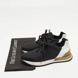 Pre Owned حذاء رياضي هيرميس ميلز قماش أسود وجلد سويدي منخفض المقاس 36.5