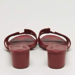 مملوكة مسبقًا Hermes Oran Size 41 Burgundy Leather Block Heel Slide Sandals