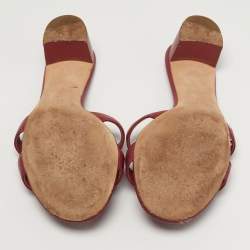 مملوكة مسبقًا Hermes Oran Size 41 Burgundy Leather Block Heel Slide Sandals