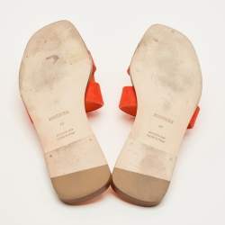 مملوكة مسبقًا صندل هيرمس أوران لورييه جلد وزود أزرق/أخضر مقاس 36.5