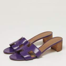 مملوكة مسبقًا Hermès Oasis Size 41 Purple Leather Slide Sandals