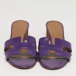 مملوكة مسبقًا Hermès Oasis Size 41 Purple Leather Slide Sandals