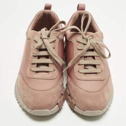 مملوكة مسبقًا حذاء رياضي هيرمس بونس مقاس 37.5 دانتيل نايلون وردي وسويدي