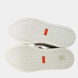 Pre Owned Hermes Day Sneakers Beige Sketch/Blanc Suede Leather Size 37