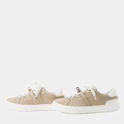 Pre Owned Hermes Day Sneakers Beige Sketch/Blanc Suede Leather Size 37