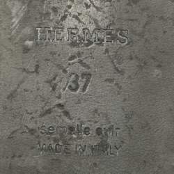 Pre Owned حذاء سلايد هيرمس أوران مسطح جلد أسود مقاس 37