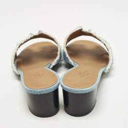 مملوكة مسبقًا Hermes Oasis Size 36.5 Blue Denim Slide Sandals
