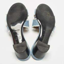 مملوكة مسبقًا Hermes Oasis Size 36.5 Blue Denim Slide Sandals