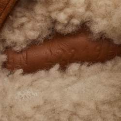 Pre Owned Hermes Chypre Size 39 Brown Suede and Shearling Fur Flat Sandals