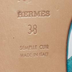 مملوكة مسبقًا Hermes Corfu Size 38 Blue Suede Thong Flatsb Slide 