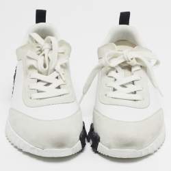 مملوكة مسبقًا حذاء رياضي هيرمس جلد وسويدي أبيض/رمادي مقاس 37.5