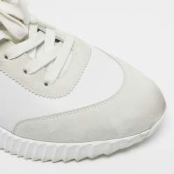 مملوكة مسبقًا حذاء رياضي هيرمس جلد وسويدي أبيض/رمادي مقاس 37.5