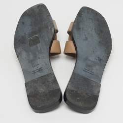 Pre Owned حذاء سلايد هيرمس أوران مسطح جلد أسود مقاس 37