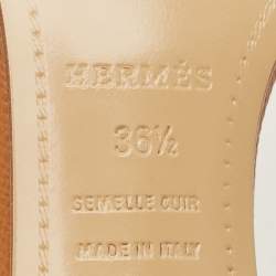مملوكة مسبقًا Hermes Premiere Size 36.5 Tan Leather Ankle Strap Sandals