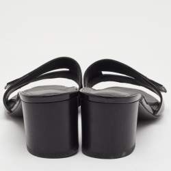 Pre Owned صندل سلايد هيرمس جلد لامع أسود مقاس 39.5