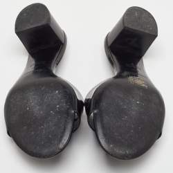 Pre Owned صندل سلايد هيرمس جلد لامع أسود مقاس 39.5