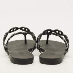 مملوكة مسبقًا شباشب هيرمس فلات جزيرة مطاطي أزرق كحلي مقاس 39