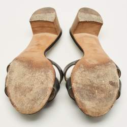 مملوكة مسبقًا Hermes Oasis Size 39 Black Leather Slide Sandals