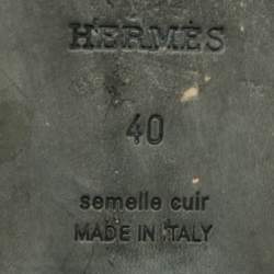 Pre Owned Hermes Oran Size 40 Burgundy Texture Suede Flat Slide