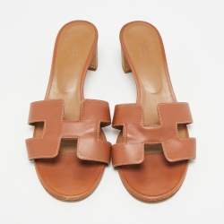 مملوكة مسبقًا صندل هيرمس أوازيز جلد بني مقاس 39