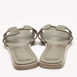 Pre Owned صندل سلايد هيرمس أوران سويدي مطبوع نقشة الفهد بني/أسود مقاس 39