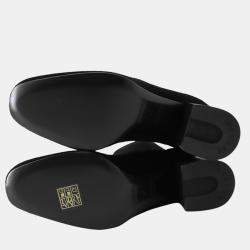 مملوكة مسبقًا Hermes Jenna Short Boots Black Knit Schnee Calf Leather Size 37