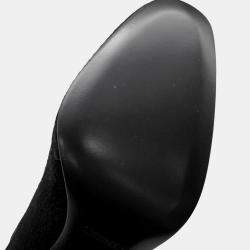 مملوكة مسبقًا Hermes Jenna Short Boots Black Knit Schnee Calf Leather Size 37