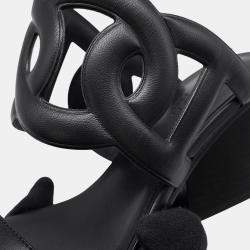 Pre Owned صندل ليباري هيرميس جلد أسود مقاس 70 38 1/2