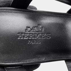 Pre Owned صندل ليباري هيرميس جلد أسود مقاس 70 38 1/2