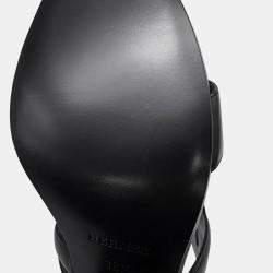 Pre Owned صندل ليباري هيرميس جلد أسود مقاس 70 38 1/2