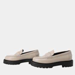 مملوكة مسبقًا Hermes Clement Mocassins Beige Galet Calf Leather Size 38 1/2