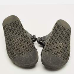 Pre Owned Hermes Chypre Size 38 Black Leather Slide Sandals