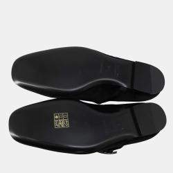 Pre Owned حذاء باليرينا "جين" هيرميس قماش مخمل أسود ساتان مقاس 37H