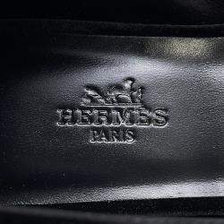 Pre Owned حذاء باليرينا "جين" هيرميس قماش مخمل أسود ساتان مقاس 37H