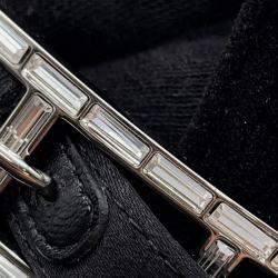 Pre Owned حذاء باليرينا "جين" هيرميس قماش مخمل أسود ساتان مقاس 37H