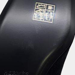 Pre Owned حذاء باليرينا "جين" هيرميس قماش مخمل أسود ساتان مقاس 37H