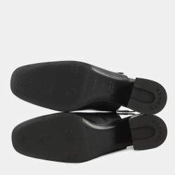 مملوكة مسبقًا حذاء كعب عالي هيرمس جاكي 50 جلد أسود مقاس 36H