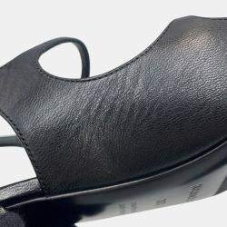 مملوكة مسبقًا حذاء كعب عالي هيرمس جاكي 50 جلد أسود مقاس 36H