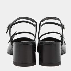 مملوكة مسبقًا حذاء كعب عالي هيرمس جاكي 50 جلد أسود مقاس 36H