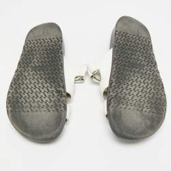 Pre Owned صندل هيرمس شيبر جلد أبيض مسطح مقاس 41.5