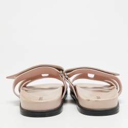 Pre Owned Hermes Chypre Size 37 Beige Suede Flat Slide