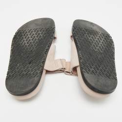 Pre Owned Hermes Chypre Size 37 Beige Suede Flat Slide