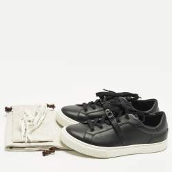 Pre Owned حذاء رياضي هيرمس داي جلد أسود بعنق منخفض مقاس 38