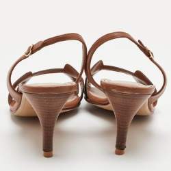 Pre Owned Hermès Night Size 39 Brown/Black Leather and Patent Leather Slingback Sandals