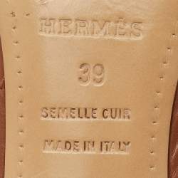 Pre Owned Hermès Night Size 39 Brown/Black Leather and Patent Leather Slingback Sandals