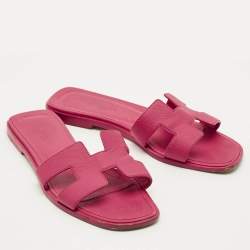مملوكة مسبقًا صندل فلات هيـرمس أوران جلد وردي مقاس 36