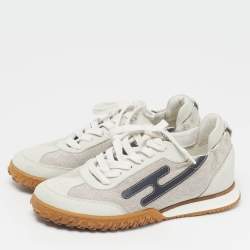 Pre Owned حذاء رياضي هيرمس جت سويدي رمادي برباط مقاس 40