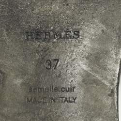 Pre Owned صندل سلايد هيرمس أوران جلد أسود مسطح مقاس 37